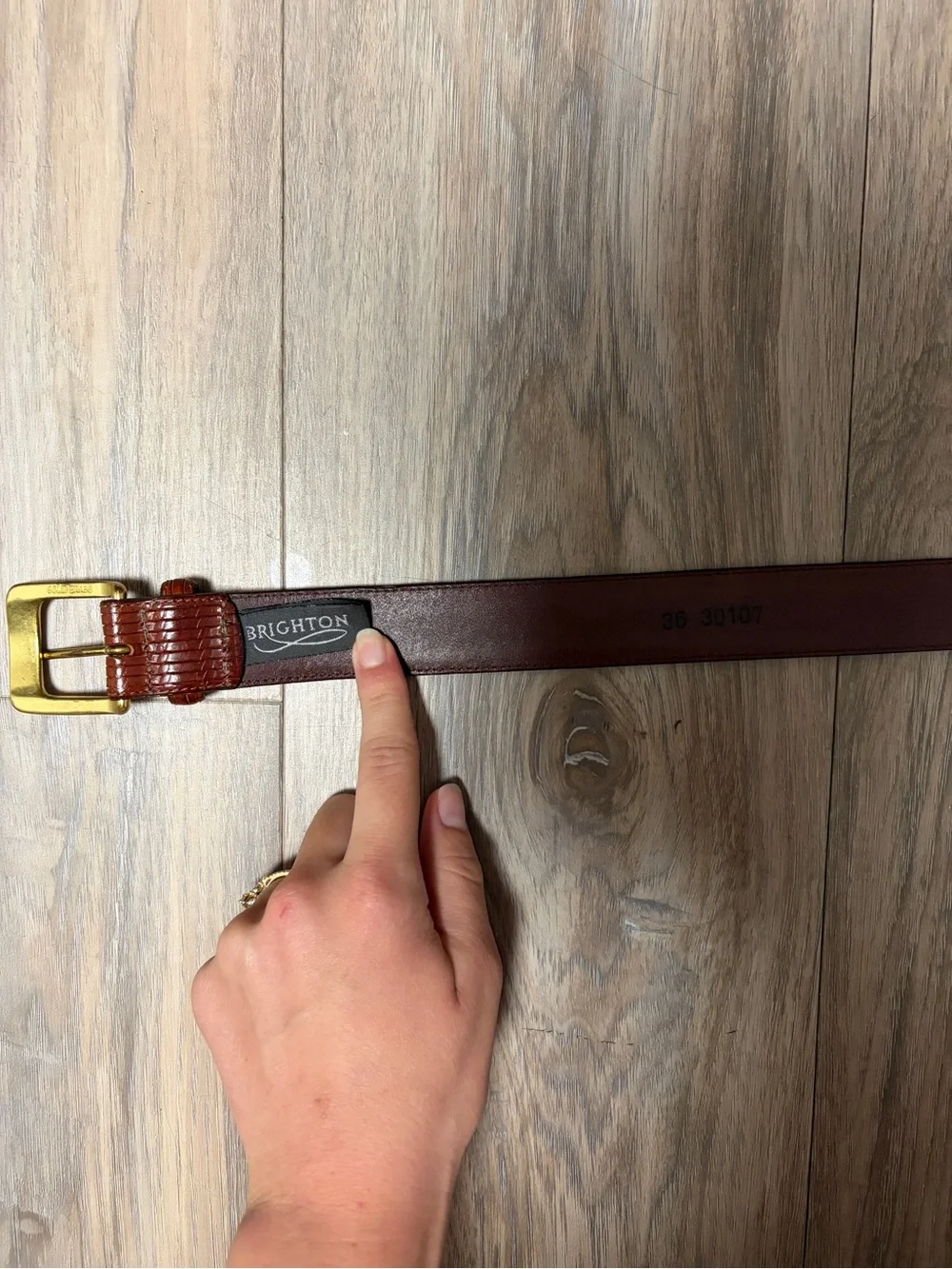 Brighton Brown Embossed Leather Belt Solid Brass Buckle Size 36